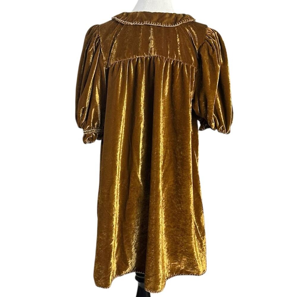Free People Bohemian Embroidered Velvet Freya Tunic Dress Amber Brown Size Large - Picture 10 of 14